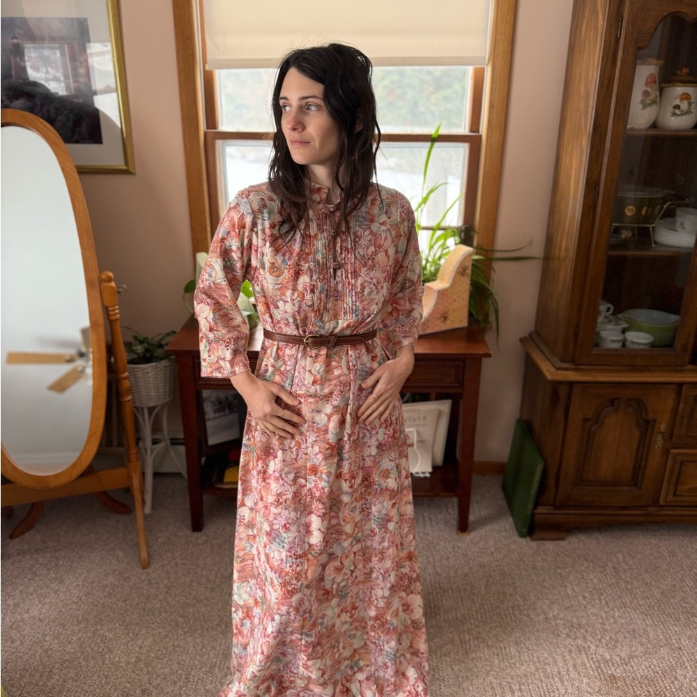 Vintage 70s floral caftan maxi dress